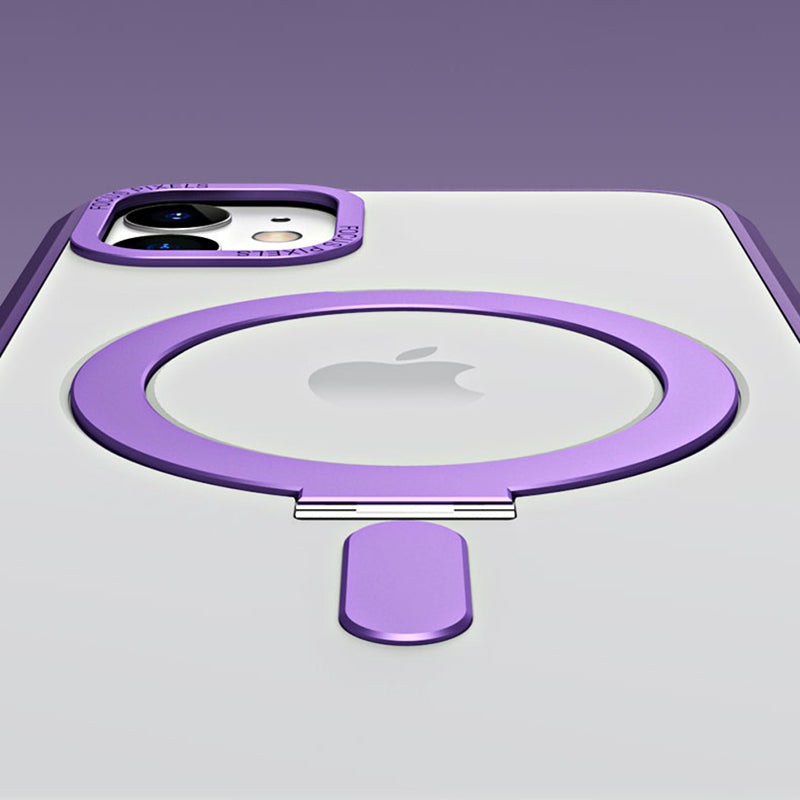 For iPhone 11 6.1 inch Skin-touch Phone Case Compatible with MagSafe Shock-absorbing Electroplating Camera Frame Design PC TPU Kickstand Cover For iPhone 11 6.1 inch Skin-touch Phone Case Compatible with MagSafe Shock-absorbing Electroplating Camera Frame Design PC TPU Kickstand Cover